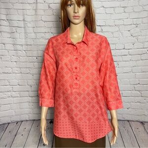 New Coldwater Creek Cotton 3/4 Sleeve No Iron Shirt Size M
